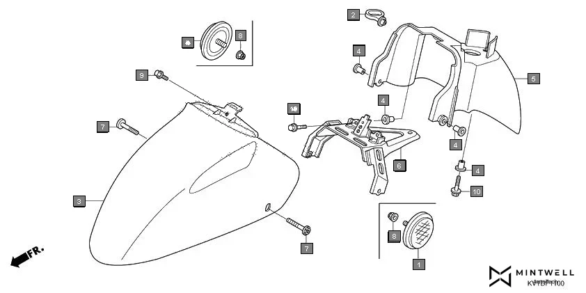 F-11 FRONT FENDER assembly diagram for HONDA Aviator SCV110GK