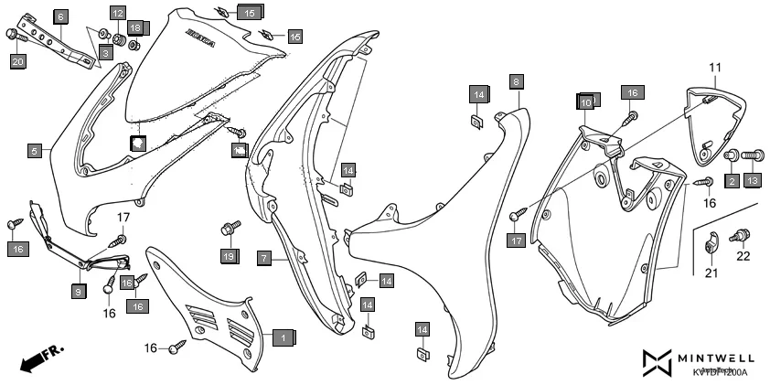 F-12 FRONT COVER assembly diagram for HONDA Aviator SCV110GK