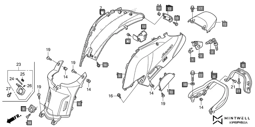 F-15 BODY COVER assembly diagram for HONDA Aviator SCV110GK