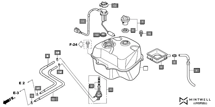 F-26 FUEL TANK assembly diagram for HONDA Aviator SCV110GK