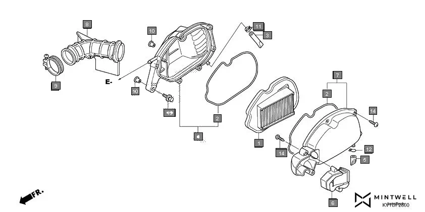 F-28 AIR CLEANER assembly diagram for HONDA Aviator SCV110GK