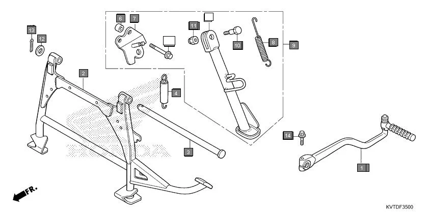 F-35 KICK STARTER ARM/STAND assembly diagram for HONDA Aviator SCV110GFK