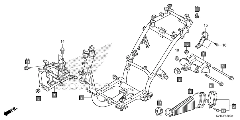 F-42 FRAME BODY assembly diagram for HONDA Aviator SCV110GFK