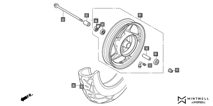 F-20-30 FRONT WHEEL(SCV110G-2ID,ID) assembly diagram for HONDA Aviator SCV110GK