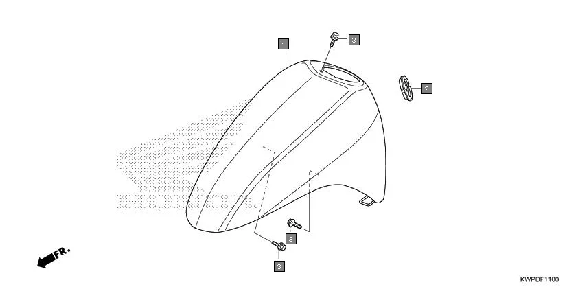 F-11 FRONT FENDER assembly diagram for HONDA Activa SCV110H