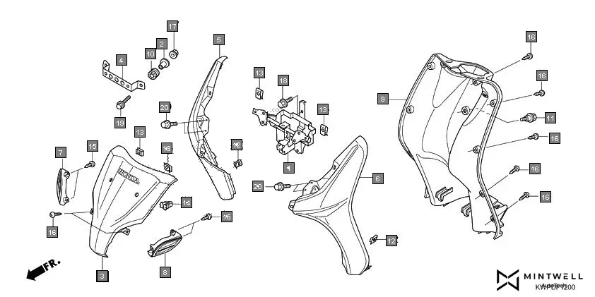 F-12 FRONT COVER assembly diagram for HONDA Activa SCV110H