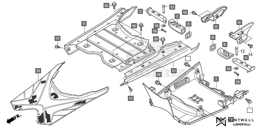 F-14 FLOOR PANEL/PILLION STEP assembly diagram for HONDA Activa SCV110H