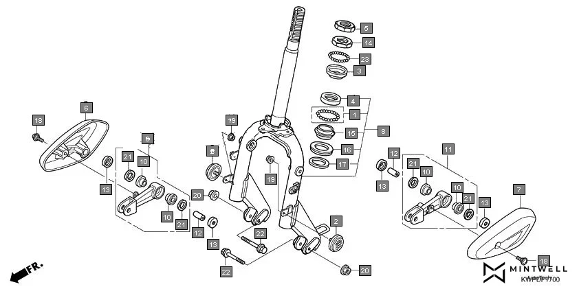 F-17 FRONT FORK assembly diagram for HONDA Activa SCV110H