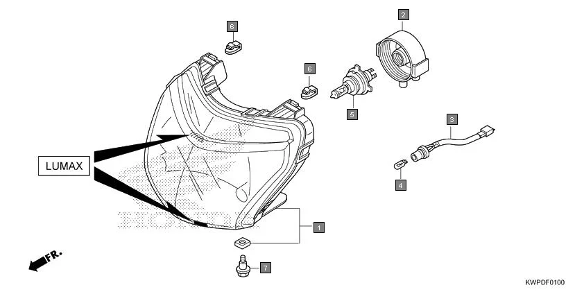 F-1 HEADLIGHT(LUMAX) assembly diagram for HONDA Activa SCV110H