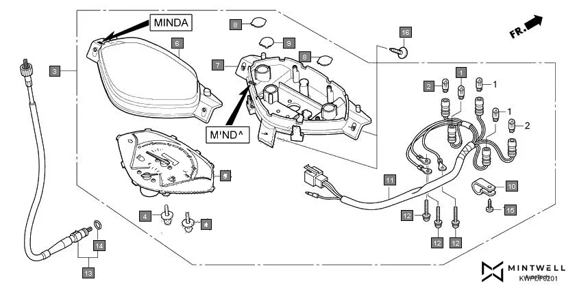 F-2-1 METER(MINDA) assembly diagram for HONDA Activa SCV110H