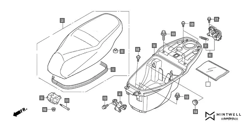 F-24 SEAT/LUGGAGE BOX assembly diagram for HONDA Activa SCV110H