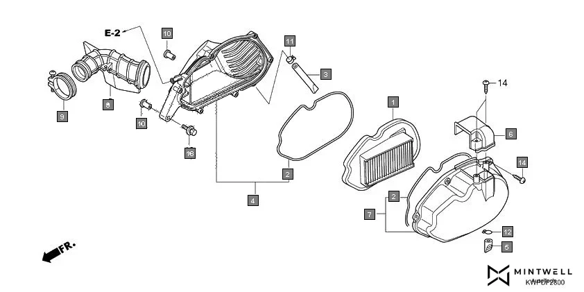 F-28 AIR CLEANER assembly diagram for HONDA Activa SCV110H