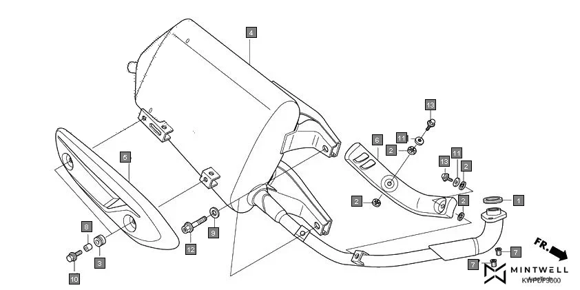 F-30 EXHAUST MUFFLER assembly diagram for HONDA Activa SCV110H