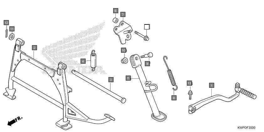 F-35 KICK STARTER ARM/STAND assembly diagram for HONDA Activa SCV110H