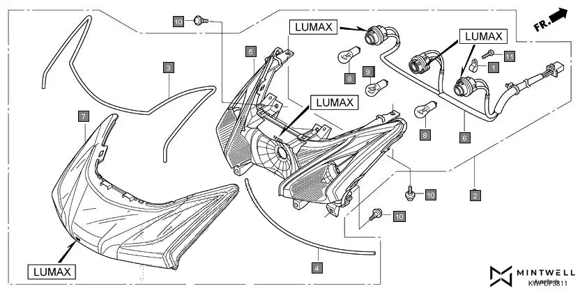 F-38-11 REAR COMBINATION LIGHT(LUMAX) assembly diagram for HONDA Activa SCV110H