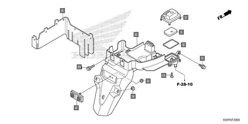 F-39 REAR FENDER assembly diagram for HONDA Activa SCV110H