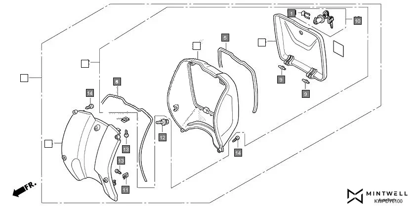 FOP-1 INNER BOX assembly diagram for HONDA Activa SCV110H