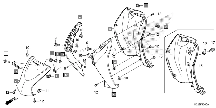 F-12 FRONT COVER diagram showing 64300-K32-901ZA