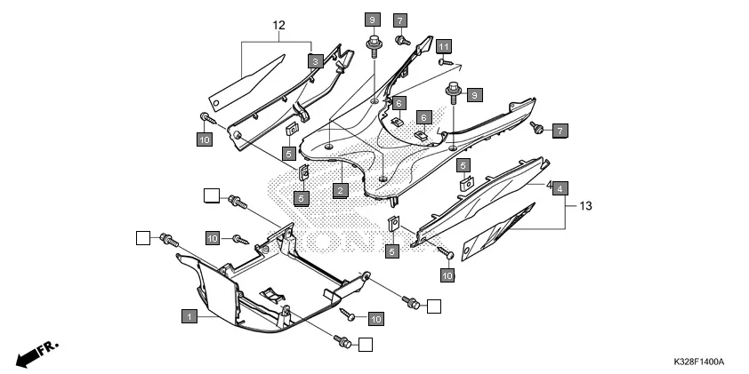 F-14 FLOOR STEP assembly diagram for HONDA Activa i SCV110HH