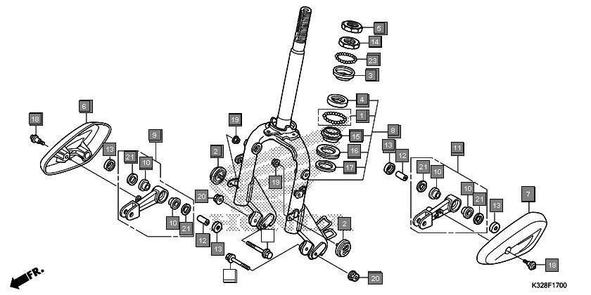 F-17 FRONT FORK assembly diagram for HONDA Activa i SCV110HE