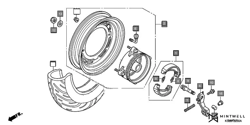 F-22-30 REAR WHEEL diagram showing 95015-32001