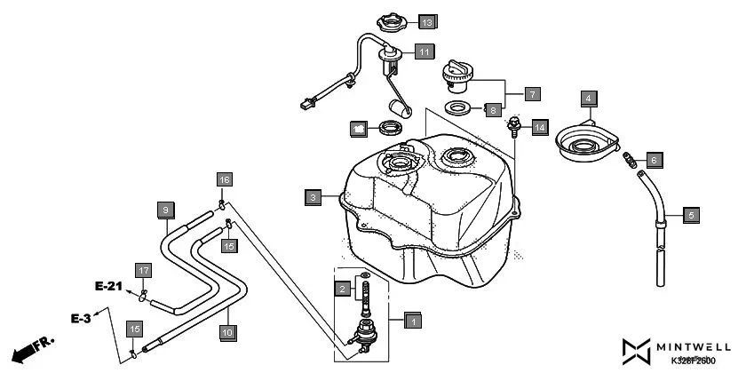 F-26 FUEL TANK assembly diagram for HONDA Activa i SCV110HH