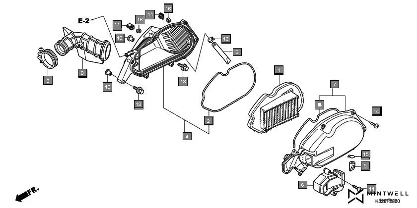 F-28 AIR CLEANER assembly diagram for HONDA Activa i SCV110HH