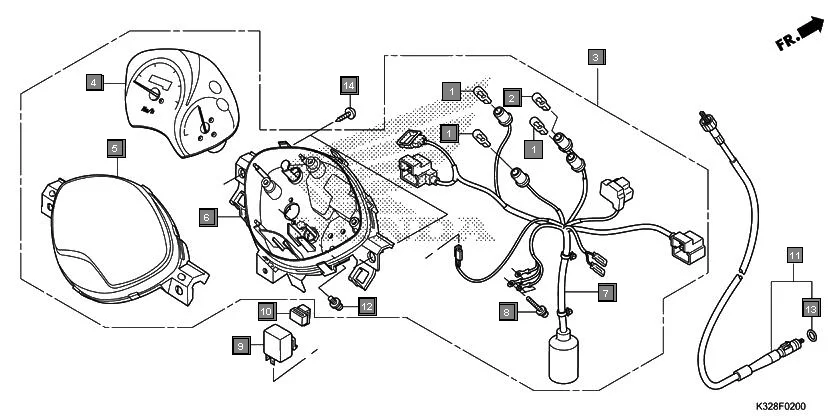 F-2 METER assembly diagram for HONDA Activa i SCV110HK