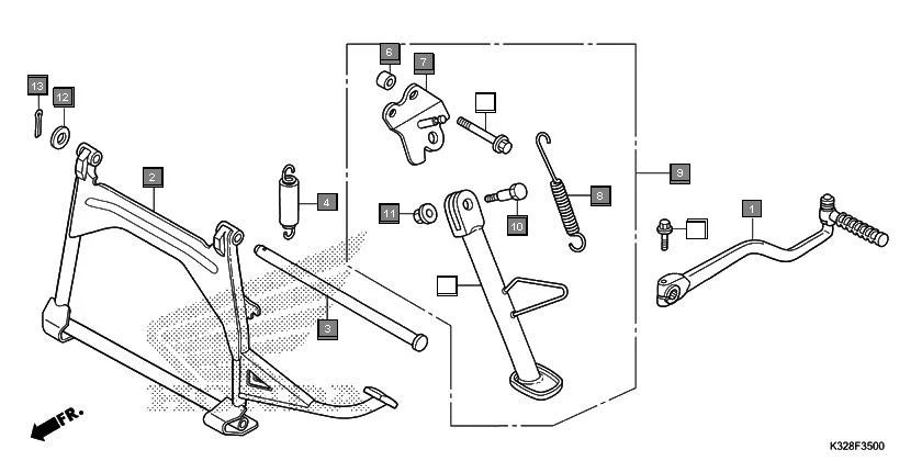 F-35 KICK STARTER ARM/STAND assembly diagram for HONDA Activa i SCV110HE