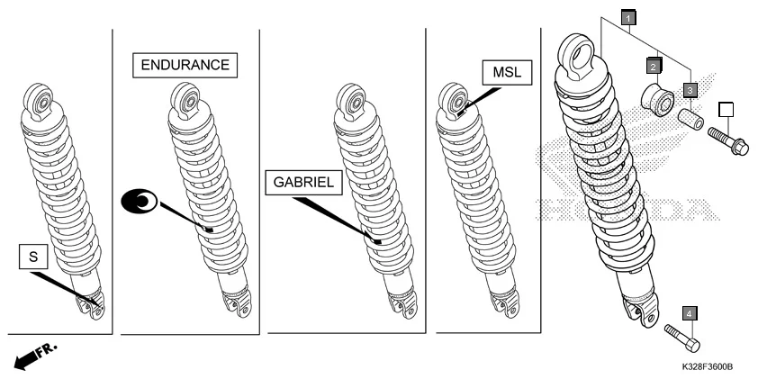 F-36 REAR CUSHION assembly diagram for HONDA Activa i SCV110HH