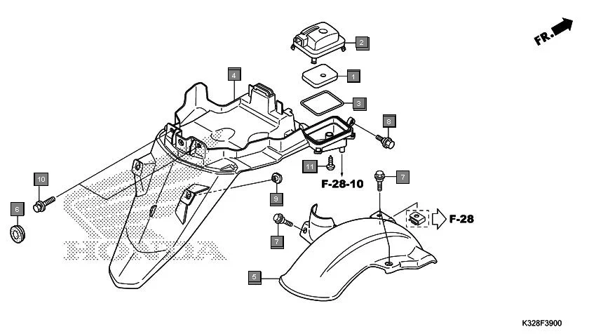 F-39 REAR FENDER assembly diagram for HONDA Activa i SCV110HH