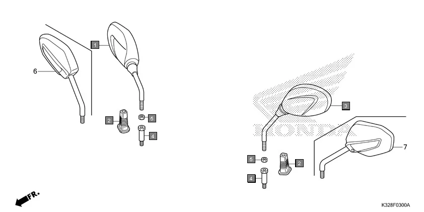 F-3 MIRROR assembly diagram for HONDA Activa i SCV110HH