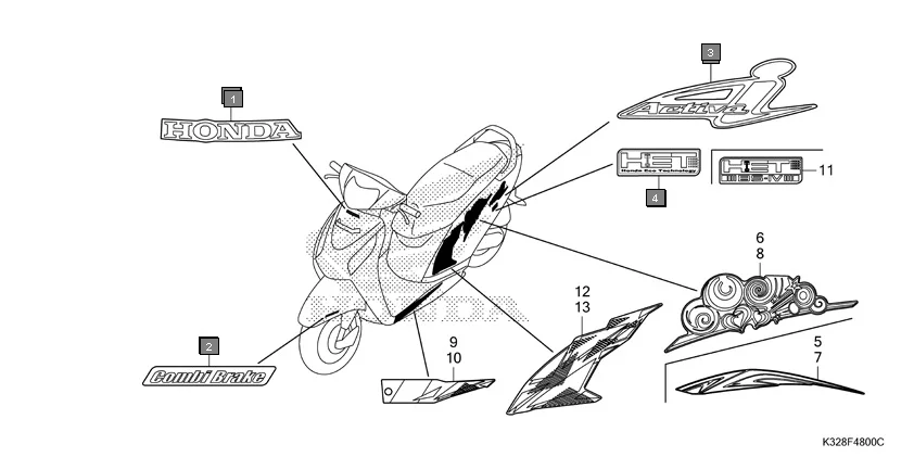 F-48 MARK assembly diagram for HONDA Activa i SCV110HH