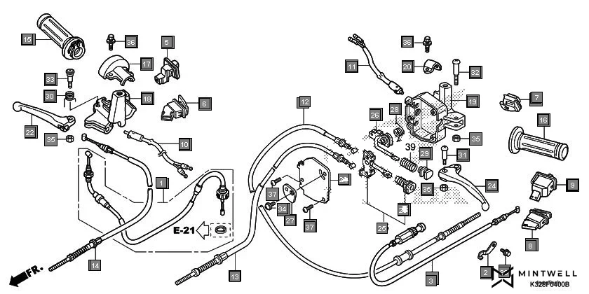 F-4 HANDLE LEVER/SWITCH/CABLE assembly diagram for HONDA Activa i SCV110HH