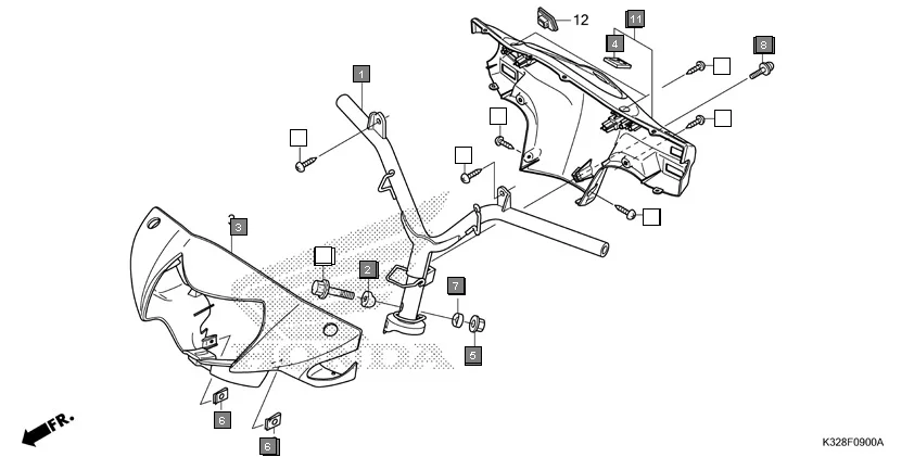 F-9 STEERING HANDLE/HANDLE COVER assembly diagram for HONDA Activa i SCV110HH