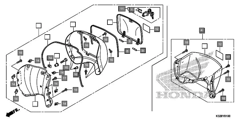FOP-1 INNER BOX/INNER RACK assembly diagram for HONDA Activa i SCV110HK