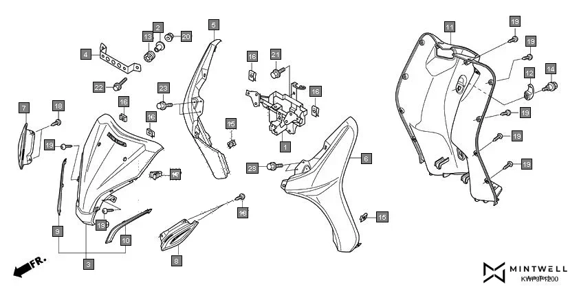 F-12 FRONT COVER assembly diagram for HONDA Activa SCV110J