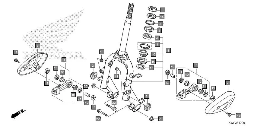 F-17 FRONT FORK assembly diagram for HONDA Activa SCV110J