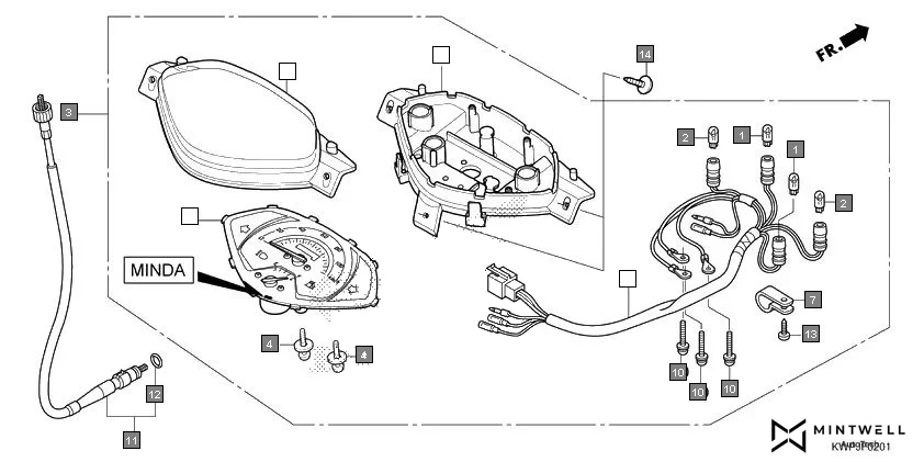 F-2-1 METER(MINDA)(SCV110-2ID) assembly diagram for HONDA Activa SCV110J