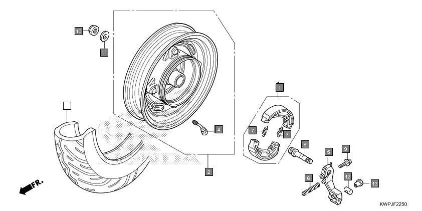 F-22-50 REAR WHEEL assembly diagram for HONDA Activa SCV110J
