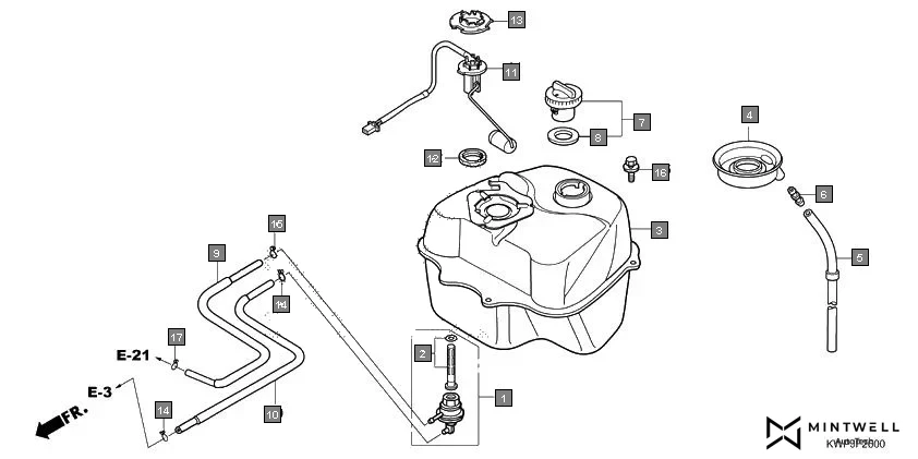 F-26 FUEL TANK assembly diagram for HONDA Activa SCV110J