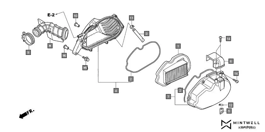 F-28 AIR CLEANER assembly diagram for HONDA Activa SCV110J