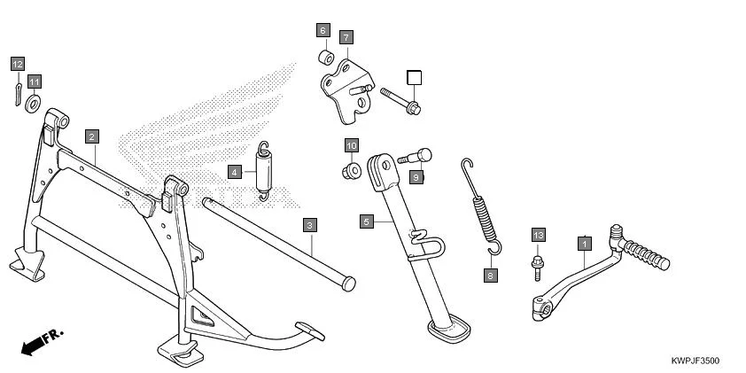 F-35 KICK STARTER ARM/STAND assembly diagram for HONDA Activa SCV110J