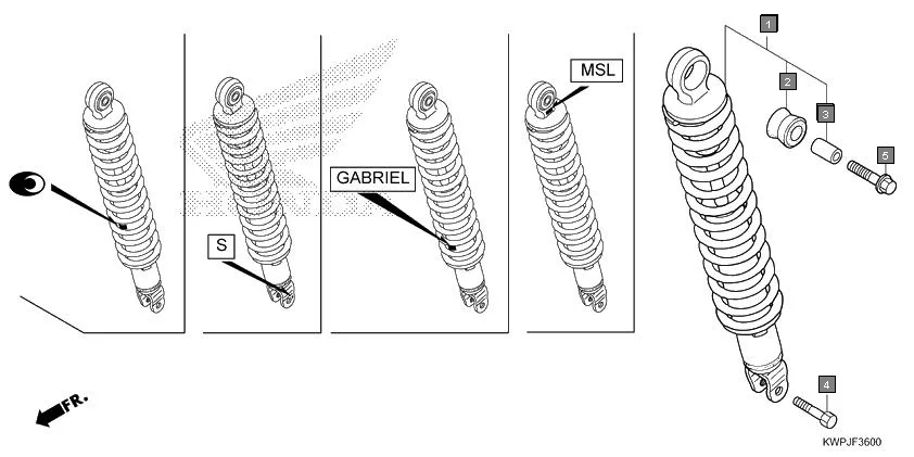F-36 REAR CUSHION assembly diagram for HONDA Activa SCV110J