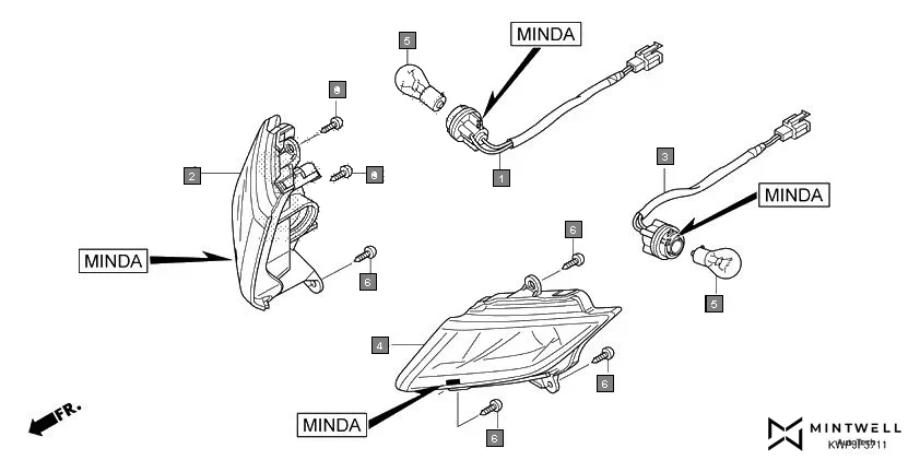 F-37-11 FRONT WINKER(MINDA) assembly diagram for HONDA Activa SCV110J