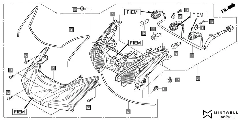 F-38-10 REAR COMBINATION LIGHT(FIEM) assembly diagram for HONDA Activa SCV110J