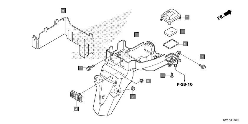 F-39 REAR FENDER assembly diagram for HONDA Activa SCV110J