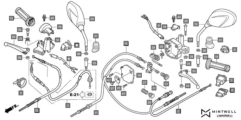 F-4-30 HANDLE LEVER/SWITCH/CABLE diagram showing 53186-GBL-870