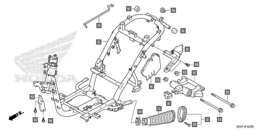 F-42 FRAME BODY assembly diagram for HONDA Activa SCV110J