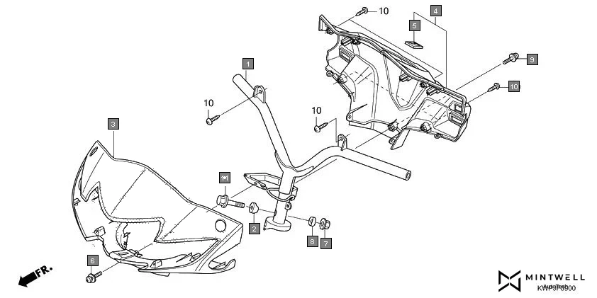 F-9 STEERING HANDLE/HANDLE COVER assembly diagram for HONDA Activa SCV110J